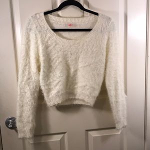 American Apparel Fuzzy White Crop Sweater
